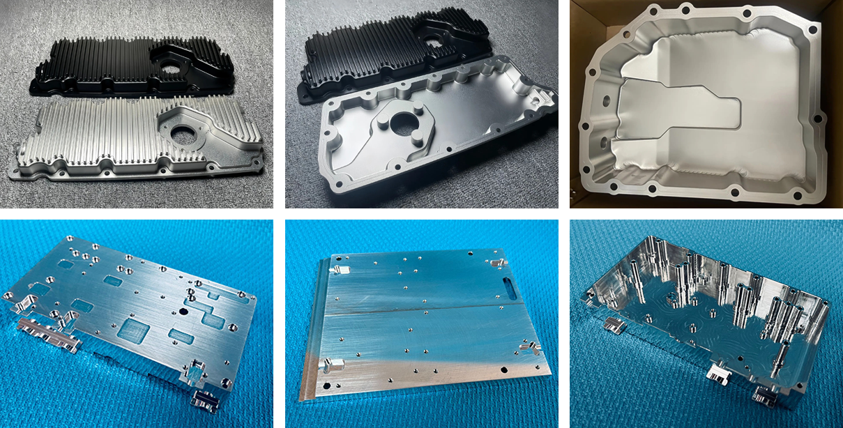 Black and silver finned machined housings