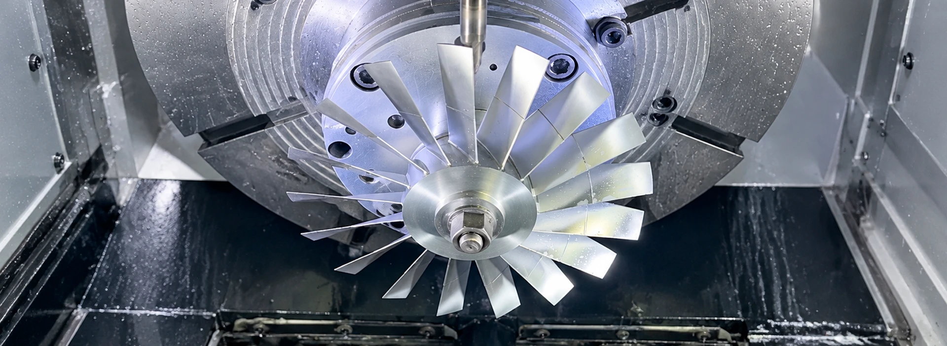 Precision CNC machining of a metal impeller