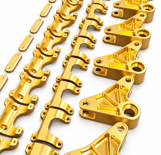 Gold anodized metal parts